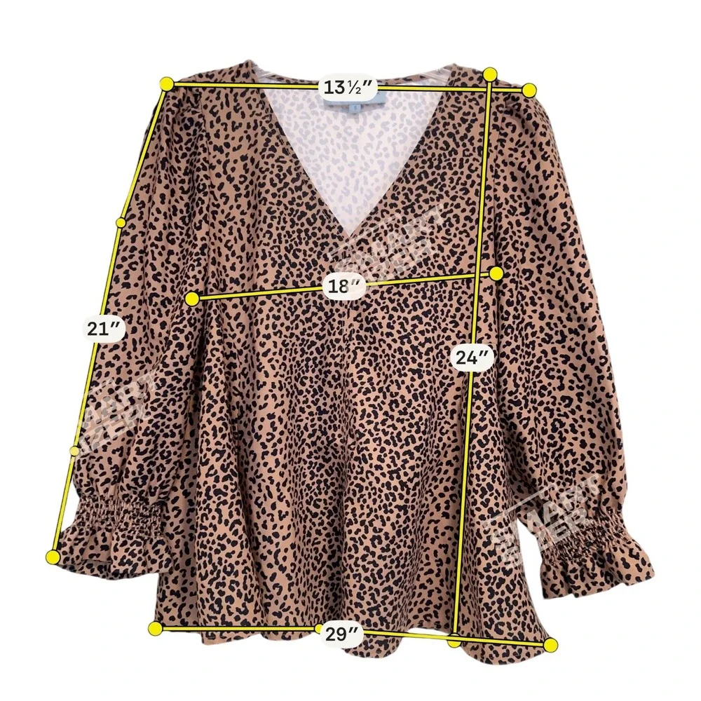 Tuckernuck Leopard Flowy Relaxed Top Small Mob Wife Boho Luxe Safari Chic Blouse